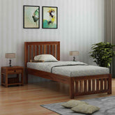 Maurice Solid Sheesham Wood Single Bed Without Storage (Natural Finish)
